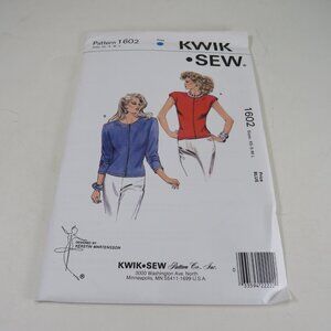 Kwik Sew 1602 Sewing Pattern UNCUT shirt long & sleeveless w shoulder pads
